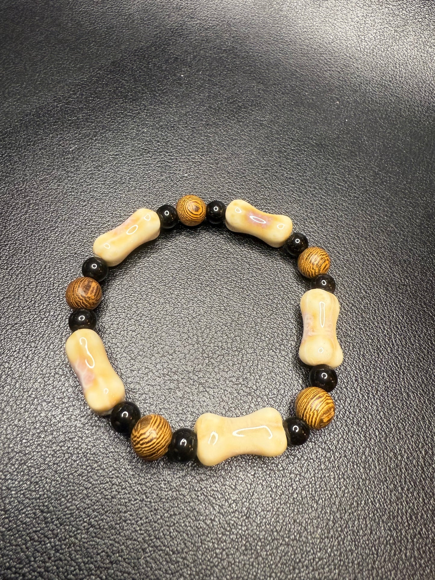 Handcrafted wood and ceramic bracelet