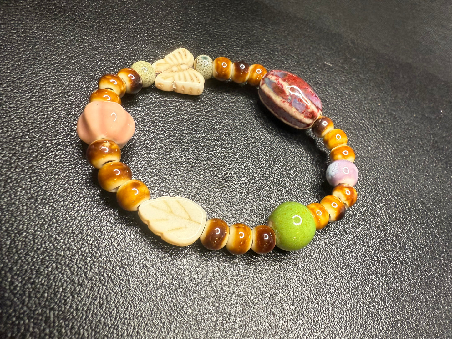 Set of hand crafted ceramic beaded bracelets