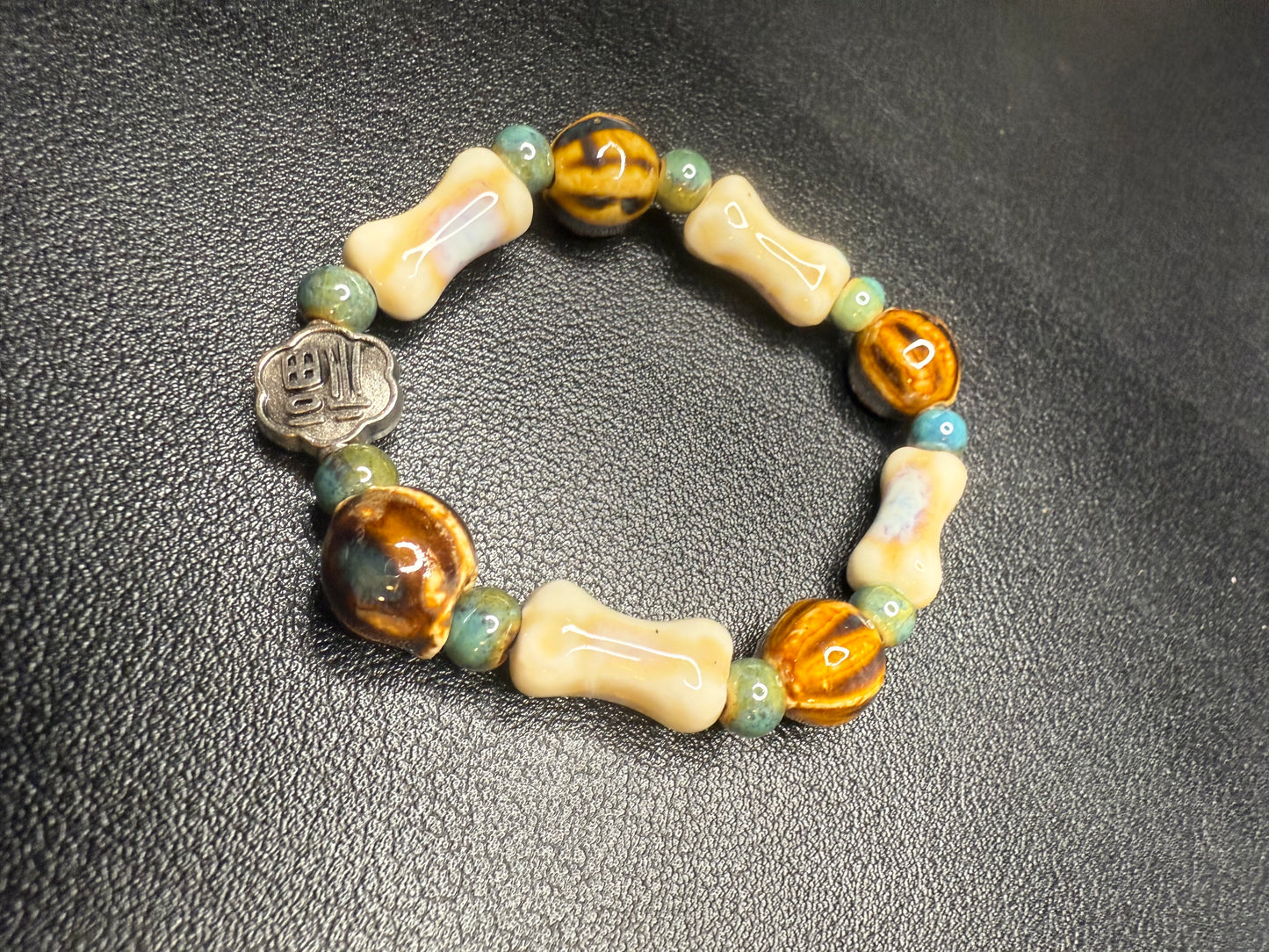 Set of hand crafted ceramic beaded bracelets
