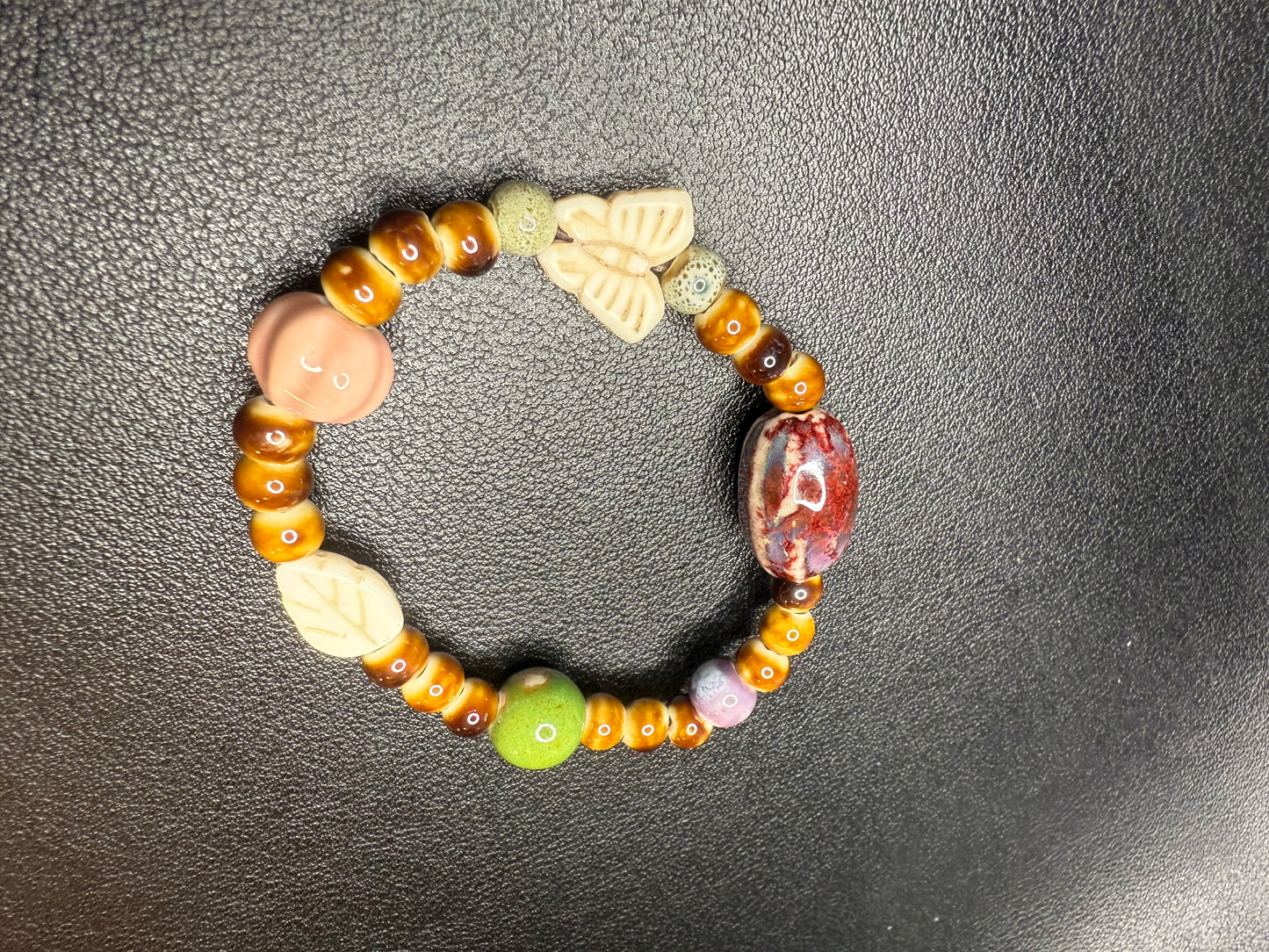 Set of hand crafted ceramic beaded bracelets