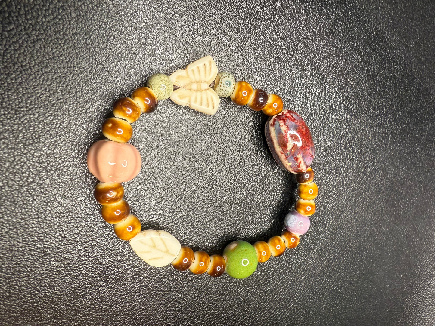 Set of hand crafted ceramic beaded bracelets