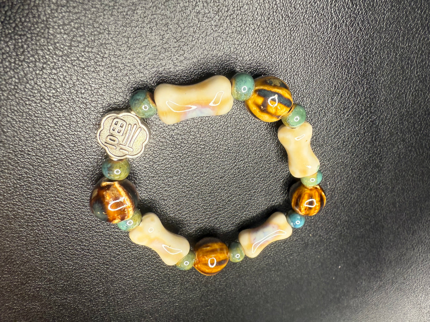 Set of hand crafted ceramic beaded bracelets