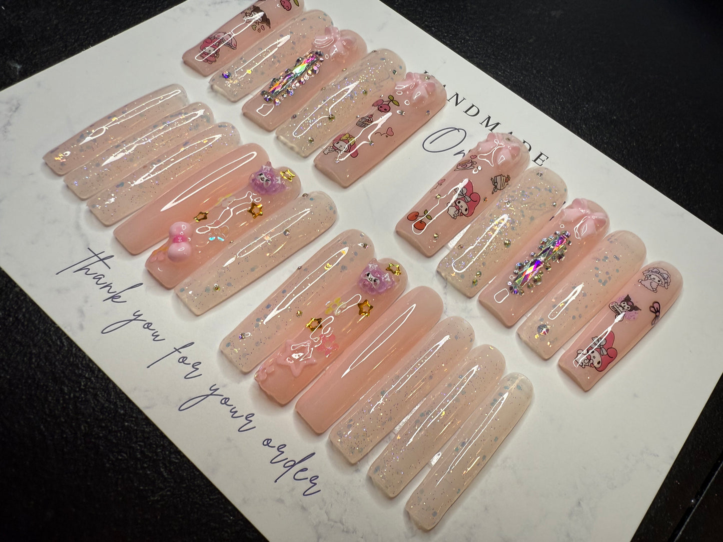 22 piece xxl pink press on set