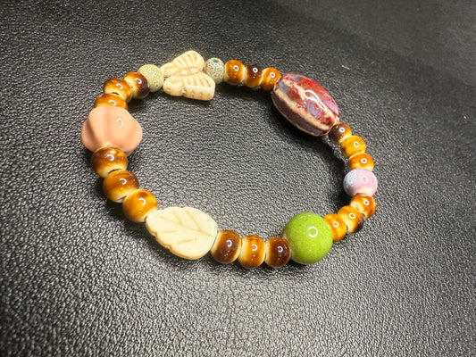 Set of hand crafted ceramic beaded bracelets