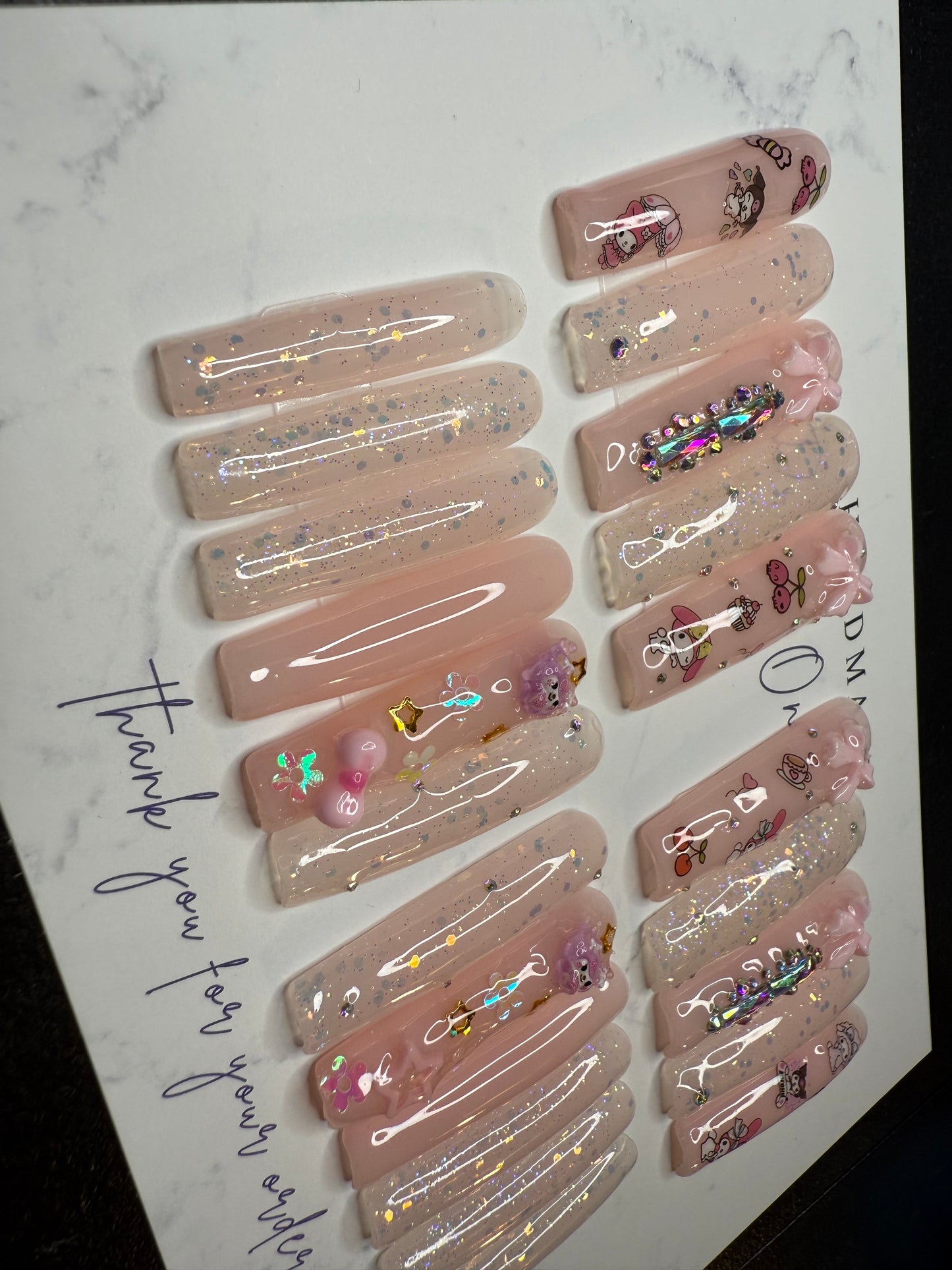 22 piece xxl pink press on set