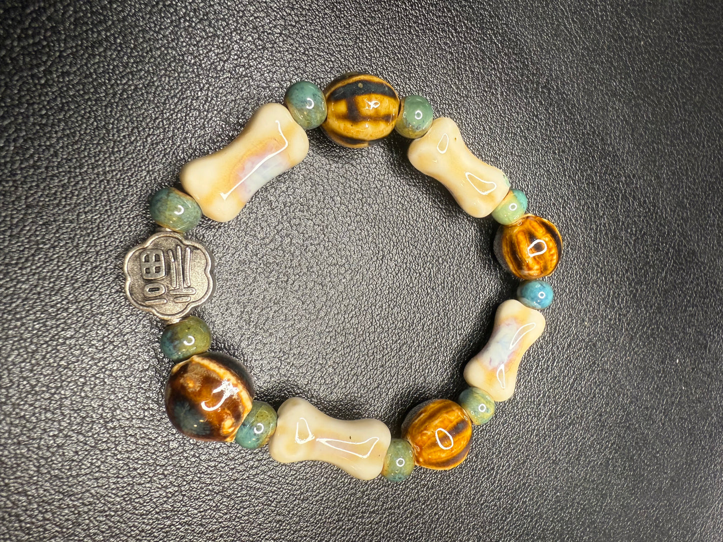Set of hand crafted ceramic beaded bracelets