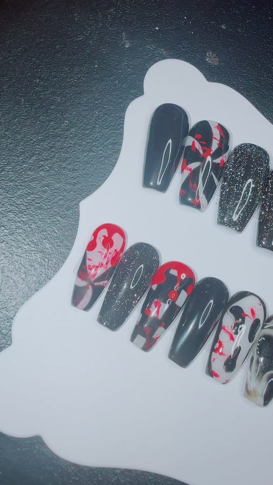 22 piece handmade Halloween reusable press on nails